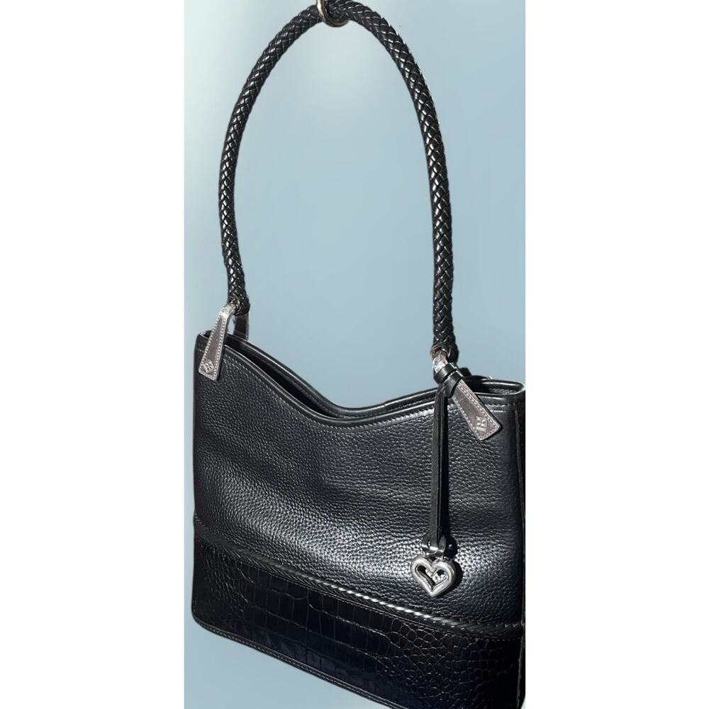 Brighton Gina Leather Hobo Style Leather Shoulder Bag Braided Handle - Picture 2 of 7